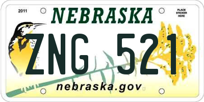 NE license plate ZNG521