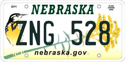 NE license plate ZNG528