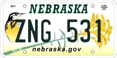 NE license plate ZNG531
