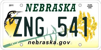NE license plate ZNG541