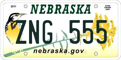 NE license plate ZNG555