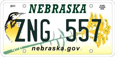 NE license plate ZNG557