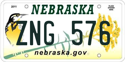 NE license plate ZNG576