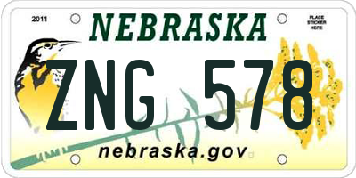 NE license plate ZNG578