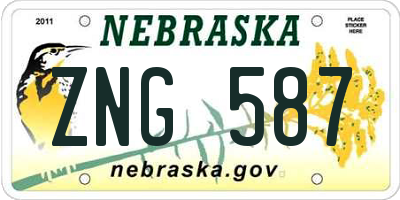 NE license plate ZNG587