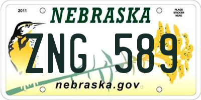 NE license plate ZNG589