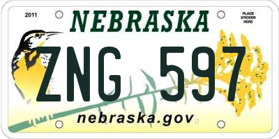 NE license plate ZNG597