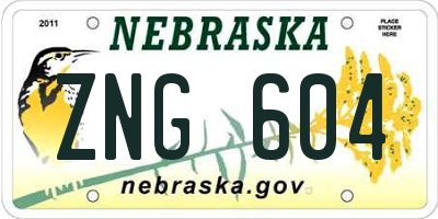 NE license plate ZNG604