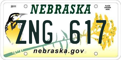 NE license plate ZNG617