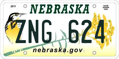 NE license plate ZNG624