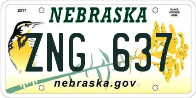 NE license plate ZNG637