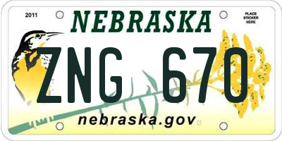 NE license plate ZNG670