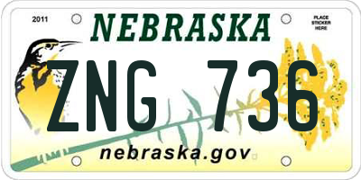 NE license plate ZNG736