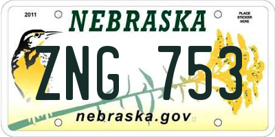 NE license plate ZNG753