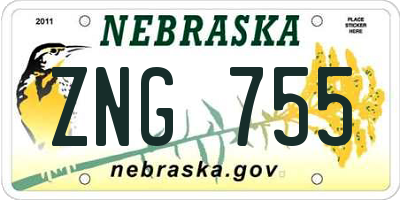 NE license plate ZNG755