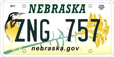 NE license plate ZNG757