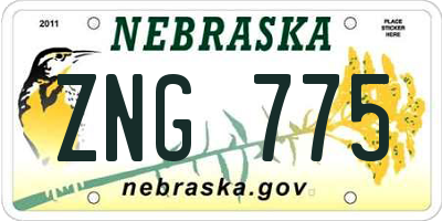 NE license plate ZNG775