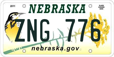 NE license plate ZNG776