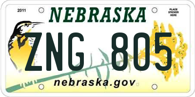 NE license plate ZNG805