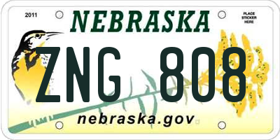 NE license plate ZNG808