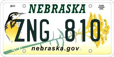 NE license plate ZNG810