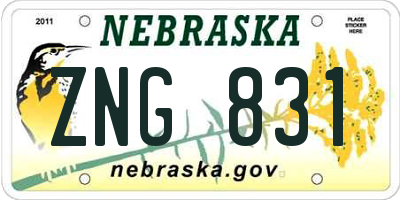 NE license plate ZNG831