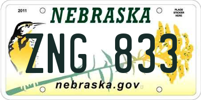 NE license plate ZNG833