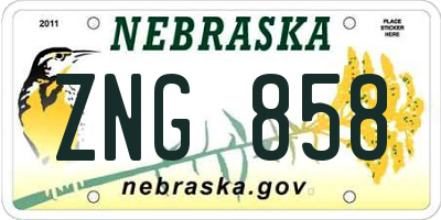 NE license plate ZNG858