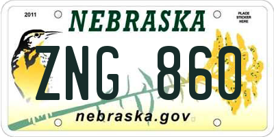 NE license plate ZNG860