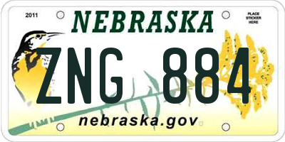 NE license plate ZNG884