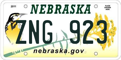 NE license plate ZNG923