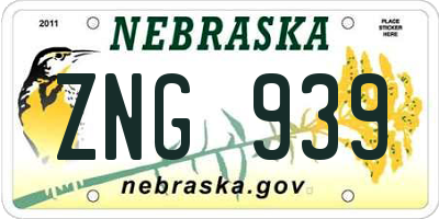 NE license plate ZNG939