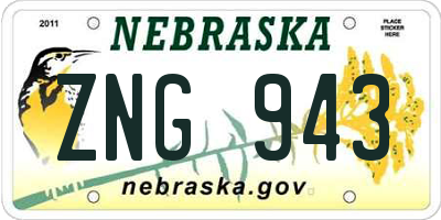 NE license plate ZNG943
