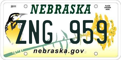 NE license plate ZNG959