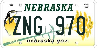 NE license plate ZNG970