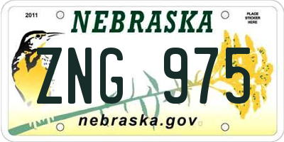 NE license plate ZNG975