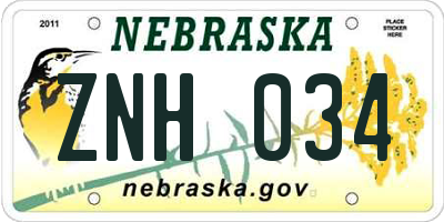 NE license plate ZNH034