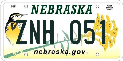 NE license plate ZNH051