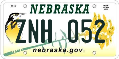 NE license plate ZNH052