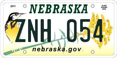 NE license plate ZNH054