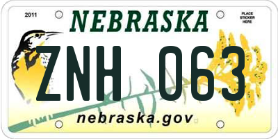 NE license plate ZNH063