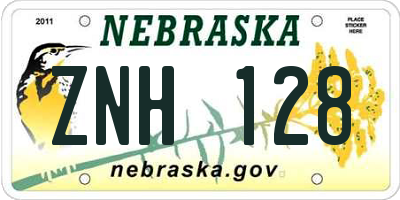 NE license plate ZNH128
