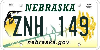 NE license plate ZNH149