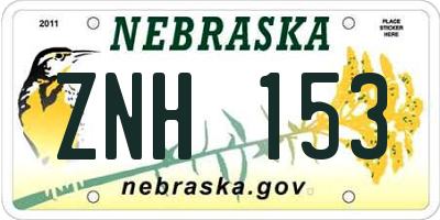 NE license plate ZNH153