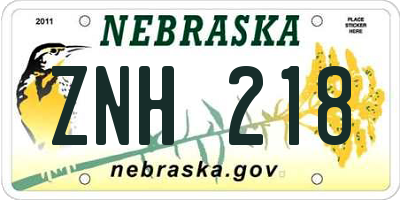 NE license plate ZNH218