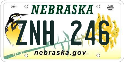 NE license plate ZNH246