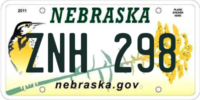 NE license plate ZNH298
