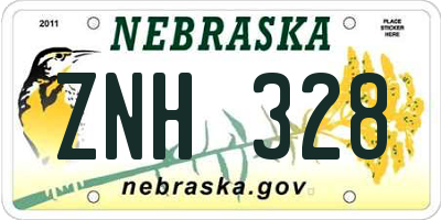 NE license plate ZNH328