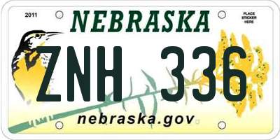 NE license plate ZNH336