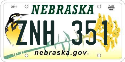 NE license plate ZNH351